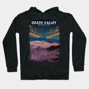 Death Valley National Park Vintage Minimal Retro Travel Poster at Night Hoodie